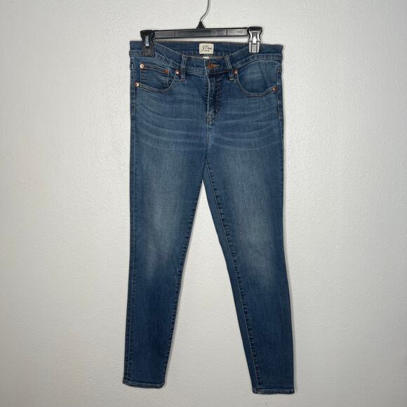 J. Crew 8" Toothpick High Rise Jeans Blue 5-Pocket Zip Skinny Leg Ankle Sz 29 - Picture 3 of 7